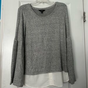 NWT Gray Women's Top with White Hem